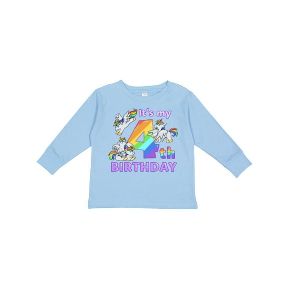 Inktastic It's My 4th Birthday Unicorn Boys or Girls Long Sleeve Toddler T-Shirt