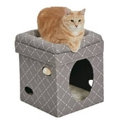 MidWest Homes For Pets 2-Story Cat Cube, Geometric Mushroom, 17"
