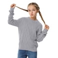 thumbnail image 2 of Girls Long Sleeve Cable Knit Sweater Crewneck Pullover Sweaters Kids Chunky Cute Fall Jumper Tops, 2 of 5