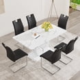 thumbnail image 3 of StnTalk Black Dining Chairs Set of 6, Modern Faux Leather Upholstered Kitchen & Dining Room Chairs with Curved Backrest Handle and Sliver Metal Legs, Comfortable Armless Side Chairs, Easy Assembly, 3 of 7