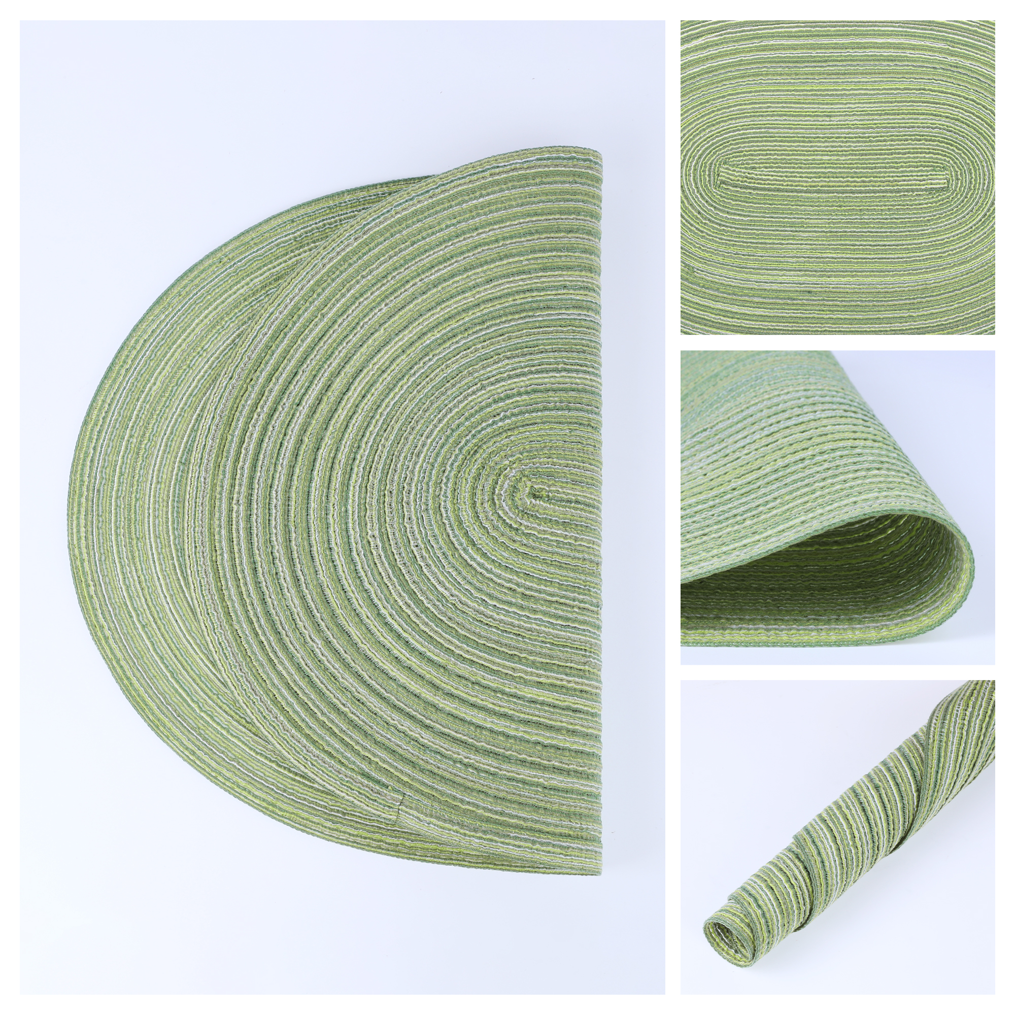 Unique Bargains Farmhouse Placemats Oval Placemats for Dining Table 6pk Green 19.7x14Inch