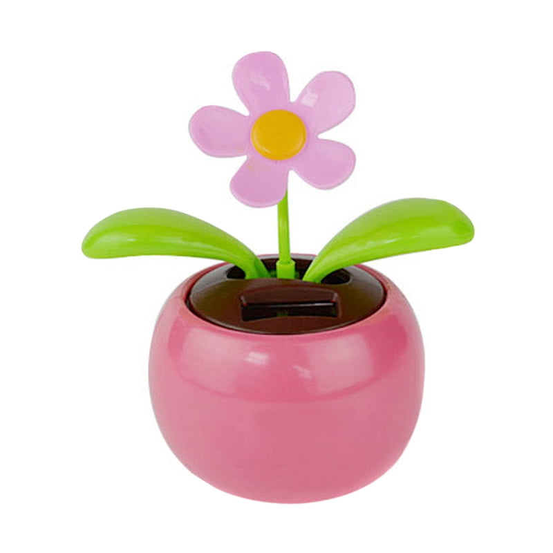 EE_ Cute Solar Powered Dancing Swinging Animated Flower Toy Car Styling Decor 