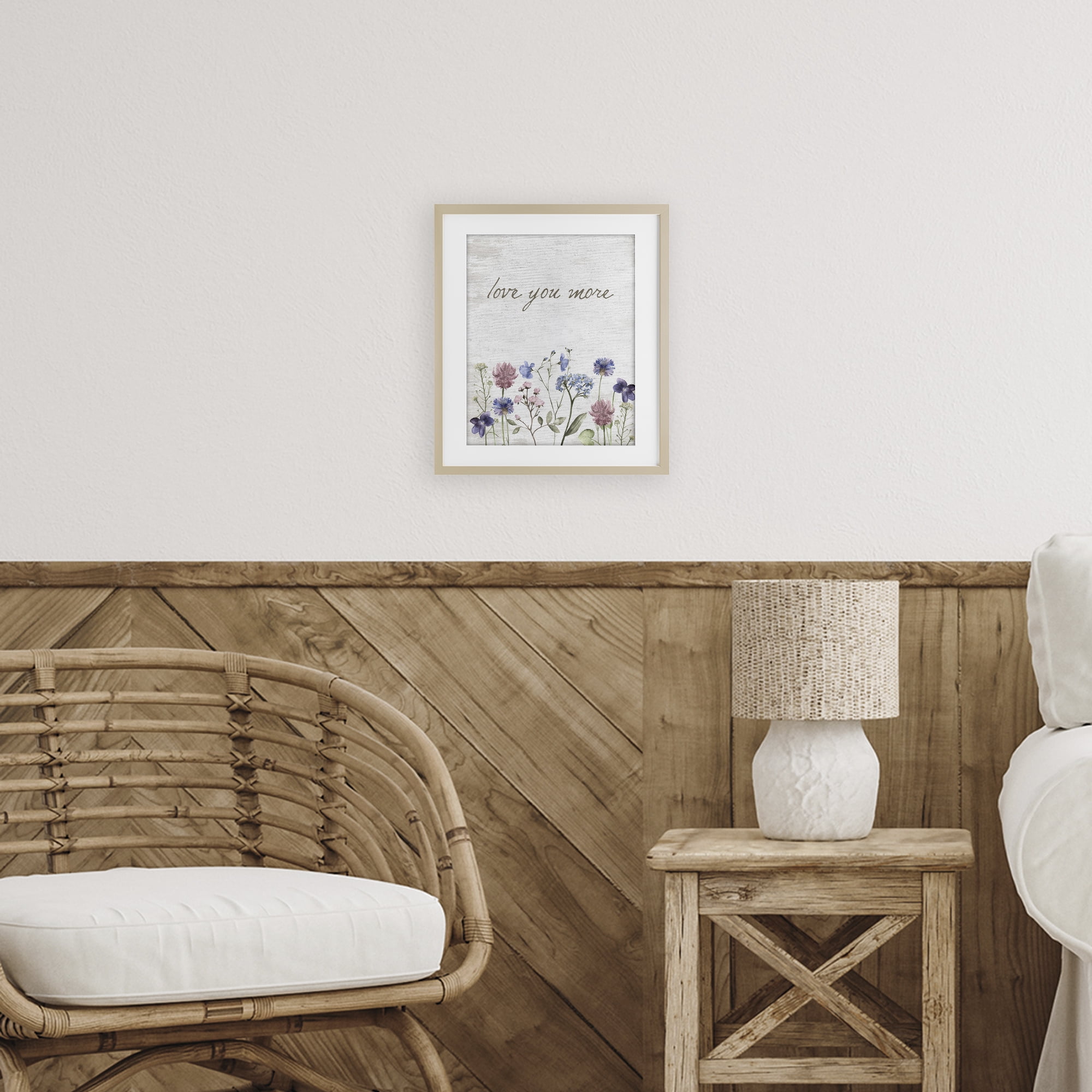 Love You More Wildflowers Birch Framed Print Under Glass, design by Lettered and Lined