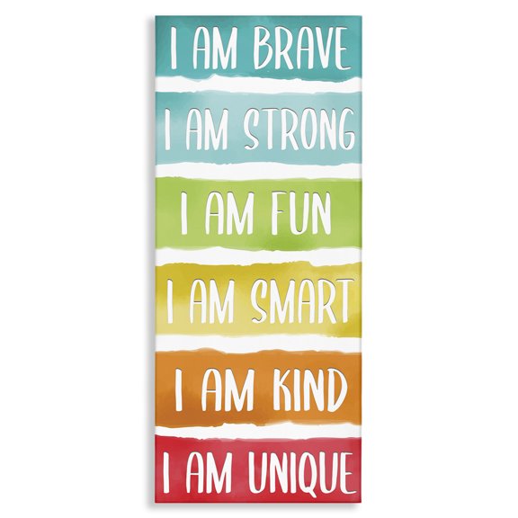 Stupell Industries Eclectic Fun Inspirational Rainbow Phrases Canvas Art, 10 x 24, by Kim Allen
