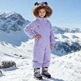 thumbnail image 2 of KAUOD Boys Girls One Piece Snowsuits Jumpsuits Hooded Insulated Snowboard Ski Suits Onesie Kids Winter Thick Bib Overall, 2 of 5