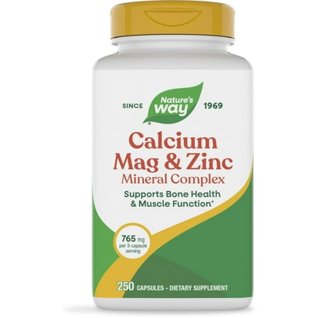 Nature's Way Calcium Magnesium & Zinc Mineral Complex Capsules, Unisex, 250ct
