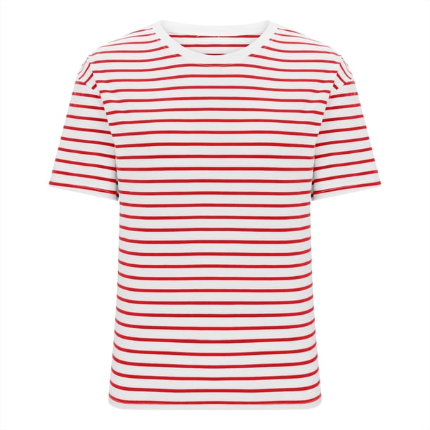 Camisetas de Manga Corta para las Mujeres Blusas Casuales Camiseta a Rayas Cuello Redondo, Blusas de Manga Corta para las Mujeres