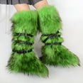 thumbnail image 2 of Women's Knee High Faux Fur Boots With Belt Buckle Flat Heel Warm Comfort Winter Boots, 2 of 5
