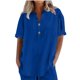 thumbnail image 5 of Tops bonitos para mujer,Conjunto de top y pantalón corto de manga corta holgado e informal para mujer, 100 % poliéster, cuello en V, ideal para el hogar, sopatenor, 5 of 9