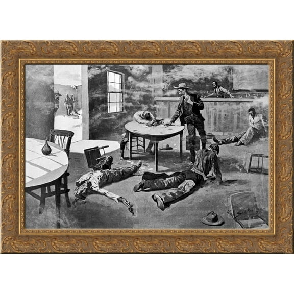 A Misdeal 24x20 Gold Ornate Wood Framed Canvas Art by Remington, Frederic