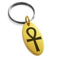 thumbnail image 1 of Stainless Steel Egyptian Ankh Cross Engraved Small Oval Charm Keychain Keyring, 1 of 1