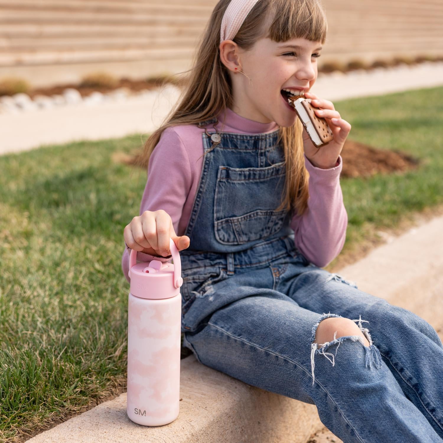Simple Modern 18 fl oz Insulated Stainless Steel Summit Wide Mouth Water Bottle with Handle and Straw Lid|Blush Tie Dye