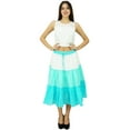 thumbnail image 6 of Bimba Flaired Cotton Boho Summer Skirt Elastic Waist Mid-Calf Ruffle Skirts, 6 of 6