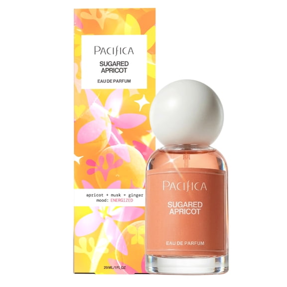 Pacifica Sugared Apricot Eau de Parfum – Sweet Fruity Floral Perfume with Apricot Peach Jasmine Vanilla Sandalwood, Long Lasting, Clean Mood Perfume, Paraben-Free, Vegan and Cruelty-Free, 1 fl oz