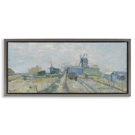 Stupell Industries Classic Van Gogh Vegetable Gardens Landscape & Nature Painting Gray Floater Framed Canvas Art Print Wall Art  25 x 11