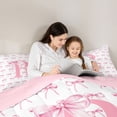 thumbnail image 4 of Castle Fairy Bow Print Letter R Bedding Comforter Set 7 Pieces for Girls,Sweet Ribbon Bowknot Full Bedding Set,Pink Reversible, 4 of 7