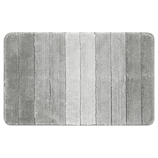 Alfombra de ba?o de felpa con rayas en degradado REGALWOVEN, tapete de ba?o de microfibra lavable a máquina con respaldo de TPR gris 20" x 32"