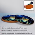 thumbnail image 4 of Frog Set of 6 Round Microfiber Leather Coasters, 11x11 cm/4.3x4.3 Inches - Drink Coasters for Home and Office Use, 4 of 6