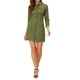 thumbnail image 1 of Vestido de mezclilla para mujer Inspire Chic, con mangas 3/4, botones, mini vestido de camisa de mezclilla, talla XL, color verde oliva, 1 of 6