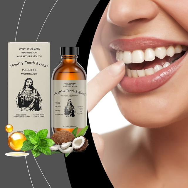 Enjuague bucal de aceite de coco para la salud de dientes y encías. Régimen diario de cuidado bucal para una boca sana. 114 ml.