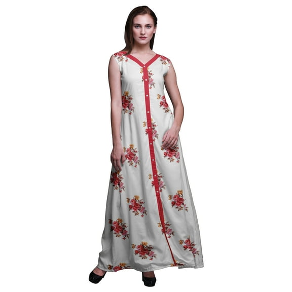 Bimba Floral Printed Front Slit Sleeveless Summer Spring Long Women BeachÂ Dress-X-Large