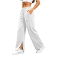 thumbnail image 4 of Ozmmyan 2026 Womens Wide Leg Sweatpants High Elastic Waist Side Split Cuff Casual Loose Fit Lounge Pants with Pockets, 4 of 8