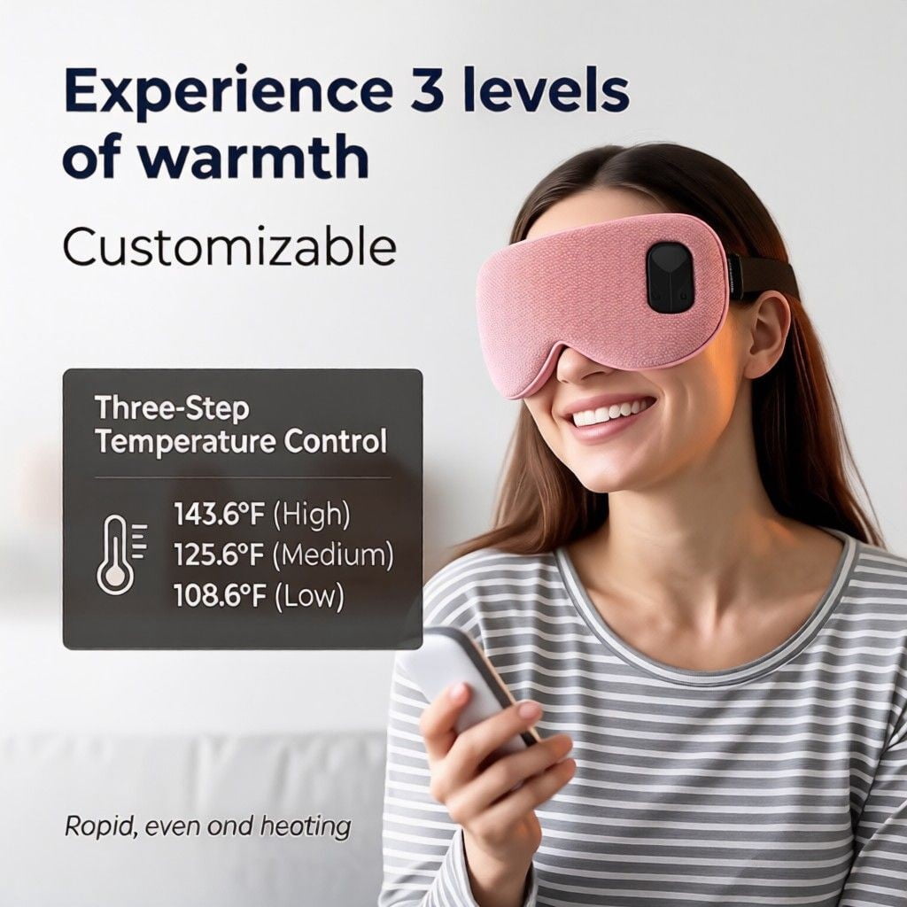 FACEMOON Cordless Rechargeable Heated Eye Mask Warm Comfort Natural Flaxseed for Eye Relaxation Sleep Aid Dry Eyes Pink