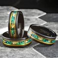 thumbnail image 2 of Tungsten Rings for Men Wedding Bands for Him Womens Wedding Bands for Her 8mm Green Opal with 24K Gold Foil Leaf, 2 of 8