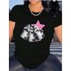 thumbnail image 1 of Playera Deportiva Manga Corta Mujer Dry-Fit1pc Women'S Fashion Crew Neck T-Shirt with Pink Star and Alphabet Print, Casual Polyester Knit Fabric, Medium Stretch, All-Season Comfort FitFather's Day,, 1 of 6