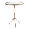 Maykoosh Rustic Revival 28 Inch Accent Side Table, Round Mirror Top, Metal Base, Rustic Gold Finish