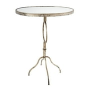 Maykoosh Rustic Revival 28 Inch Accent Side Table, Round Mirror Top, Metal Base, Rustic Gold Finish