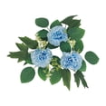 thumbnail image 2 of Coronas de anillos de velas navideñas, adornos de hojas artificiales, guirnalda de velas, mesa para fiestas, bodas, vacaciones, decoración del hogar azul, 2 of 9