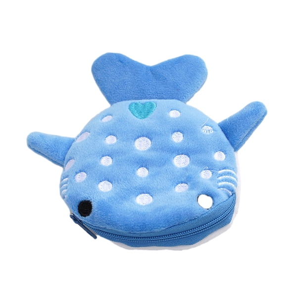 Amacok 2Pcs Plush Purse Wallet Cartoon Animal Zipper Coin Bag, Cute Whale Shark Coin Purse, Soft Plush Purses, Small Purse Wallets for Women Girls