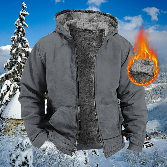 EGNMCR Jackets for Men Veste à Capuche Chaude en Molleton à Manches Longues pour Homme
