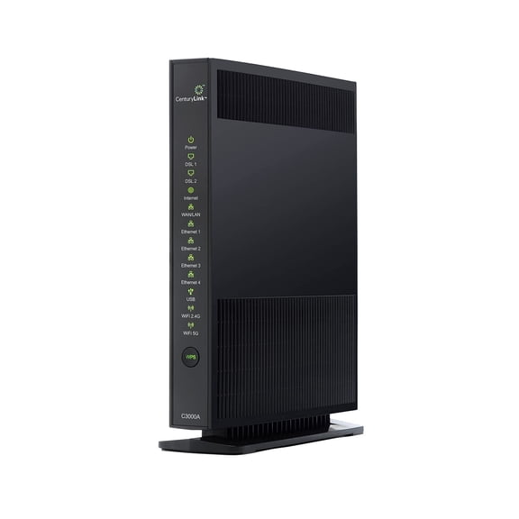 Restored CenturyLink C3000A Wireless DSL Modem Router, Dual-Band AC WiFi, 4 Gigabit Ethernet Ports, Black