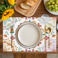 thumbnail image 4 of White Boho Placemats Set of 12, Retro Ethnic Colorful Flower Aesthetic Art Placemats for Dining Table, Place Mats for Kitchen Tabletop, Waterproof Wipeable Dining Table Mats Set, 4 of 9