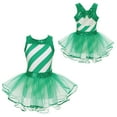 thumbnail image 5 of renvena Kids Girls Sleeveless Sequins Tutu Dress Leotard Figure Ice Skating Christmas Ballet Dance Costumes Green 10, 5 of 7