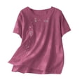 thumbnail image 4 of Camisas de Manga Corta para las Mujeres Blusas de Cuello Redondo con Botones Casuales, Camisa de Verano de Moda para Diarios Y Fiestas, 4 of 5