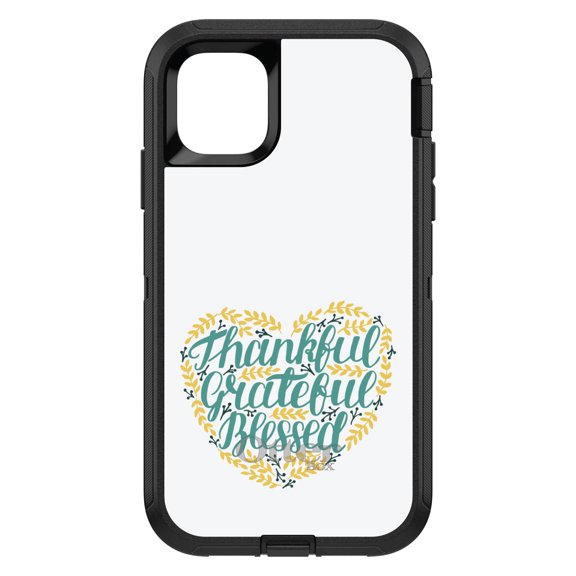 DistinctInk OtterBox Defender Custom Case for Apple iPhone 15 (6.1" Screen) - Heart Flowers - Raised Bezel Screen Guard