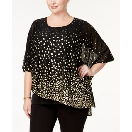 Asymmetrical Poncho - JM Collection Women's Plus Size Asymmetrical Poncho Size 1X