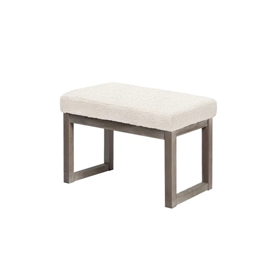 Homestripe 27 inch Wide Rectangle Ottoman Bench White Footstool, Velvet Look for Living Room, Bedroom, Contemporary Modern, White