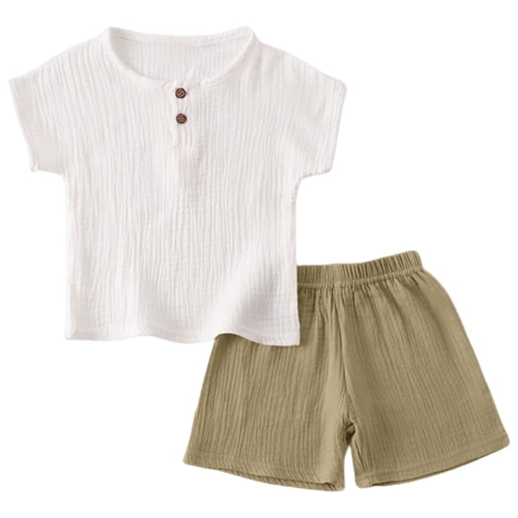 Splozh Baby Boy Summer Outfit Baby Boy Summer Outfits Shirt Soft Pocket Short Sleeve Tops & Shorts Sets Summer Clothes Brown,18-24 Months