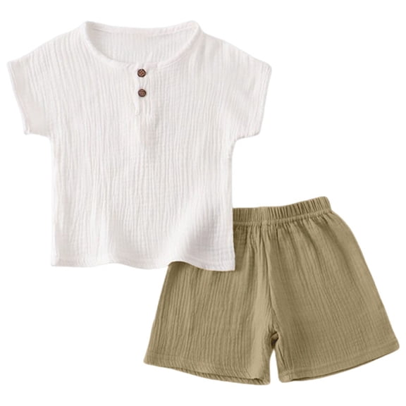 Ymyiu Baby Boy Summer Outfit Toddler Baby Boy Summer Outfit T-Shirts Top Shorts Set Infant Boy Summer Clothes 2T 3T (Brown,2-3 Years)