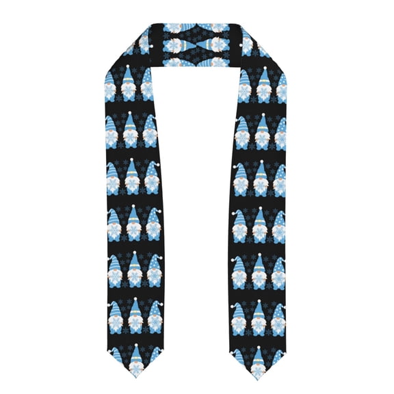 Logiee Christmas Gnome Snowflake Print Unisex Adult Graduation Stole Shawl 72" Long for Academic Commencements Shawl-Flattened