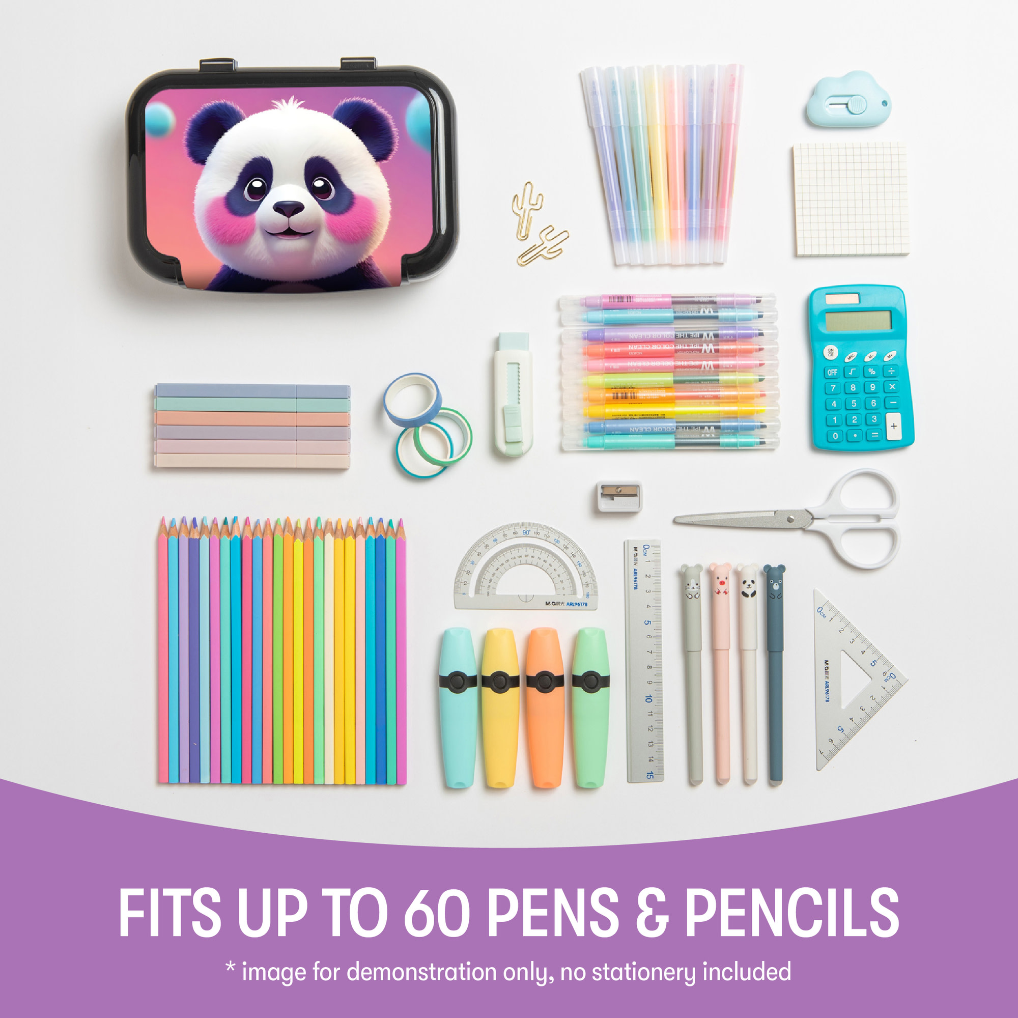ZIPIT Recycled Plastic Pencil Box Blushing Panda, Large Capacity photo 5