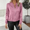thumbnail image 6 of Stamzod Bomber Jacket Women Fall Fashion 2026 Dressy Casual Faux Suede Jackets Loose Fit Long Sleeve Cropped Coats for Women, 6 of 9