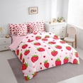 thumbnail image 4 of Homewish Strawberries 7-Piece Twin Bedding Sets,Cute Polka Dot Bedding Comforter Set,Red Pink Sheet Sets For Girl Kids,Breathable Home Decor Reversible, 4 of 9