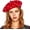 Red-pearl D, variant on Womens Wool French Beret Chic Solid Beanie Hat Stretchable Classic Beret