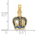 thumbnail image 2 of FJC Finejewelers 14k Yellow Gold 3d Blue Enamel Crown Charm, 2 of 5