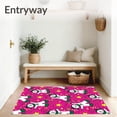 thumbnail image 3 of ODIKA 8'x10' Machine Washable Non-Slip Area Rug, Joyful Holiday Scene Featuring Playful Snowmen and Twinkling Stars High Traffic Rug with Pad, Pink, 734213, 3 of 8